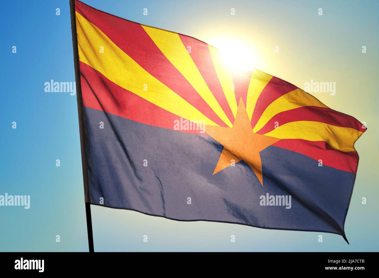 Arizona state of United States flag waving on the wind Stock Photo