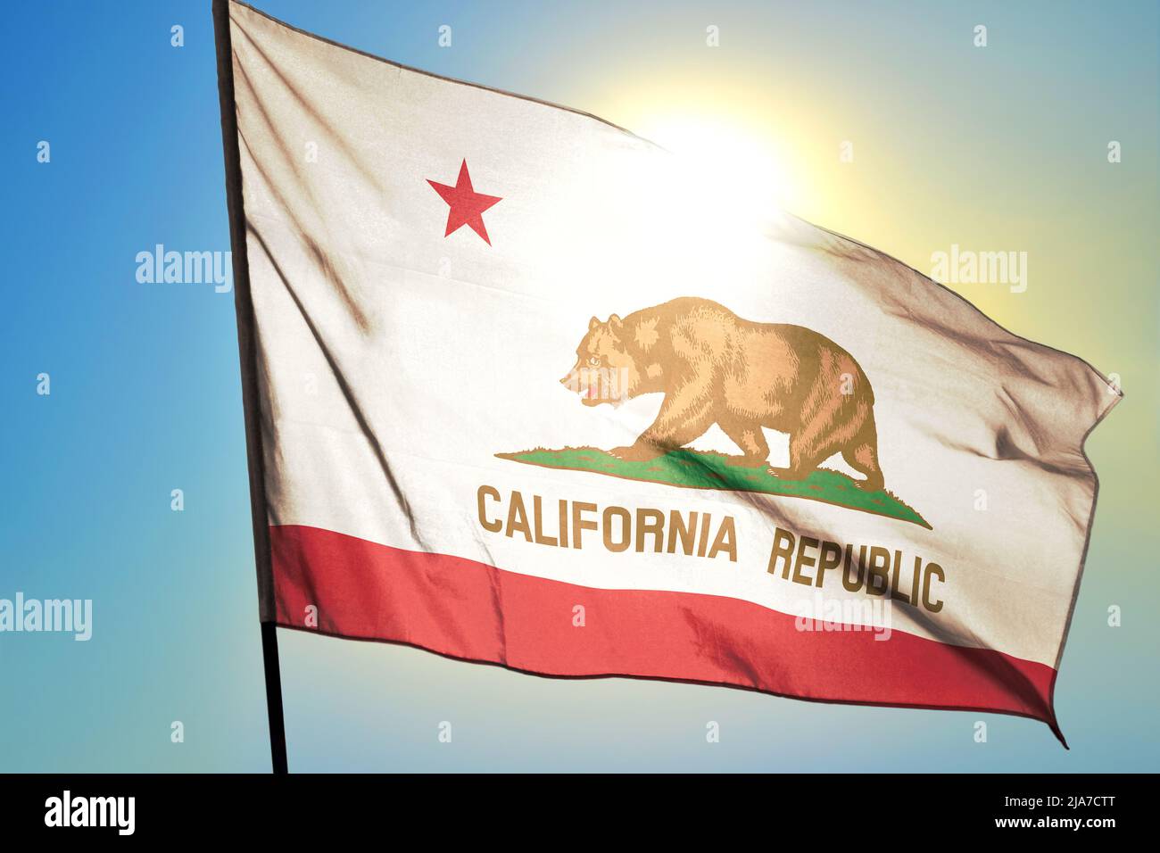 California state of United States flag waving on the wind Stock Photo