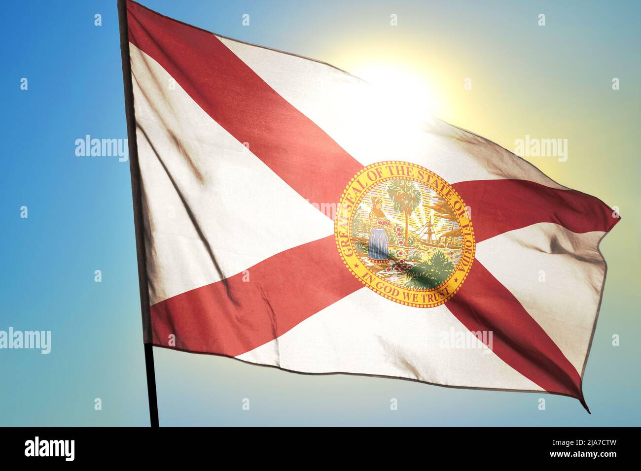 Florida state of United States flag waving on the wind Stock Photo