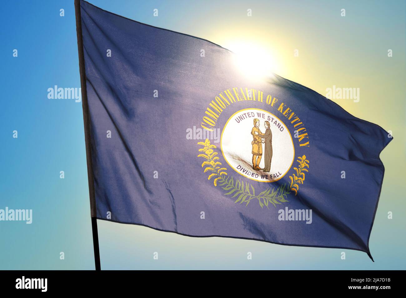 Kentucky state of United States flag waving on the wind Stock Photo