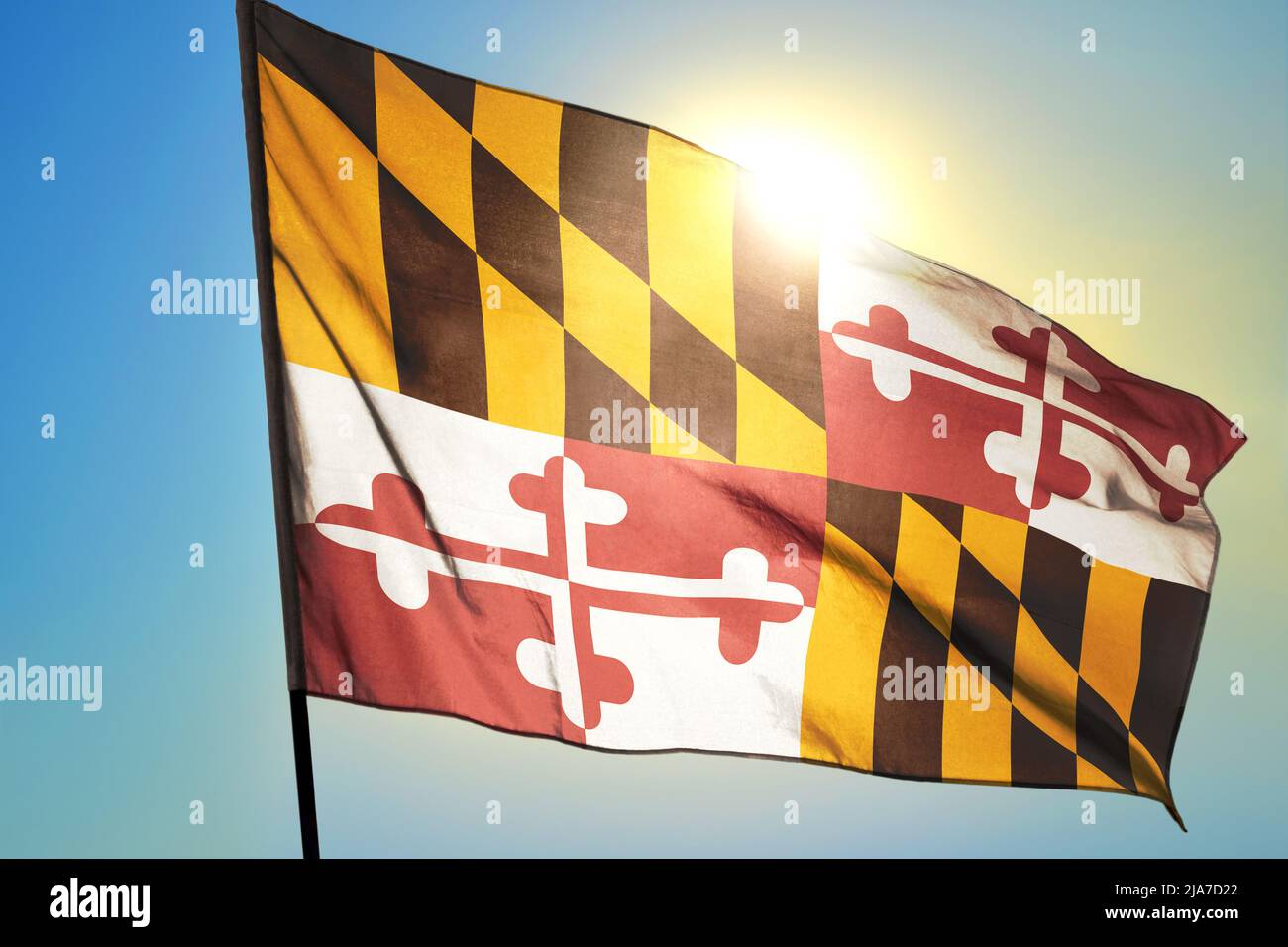 Maryland state of United States flag waving on the wind Stock Photo