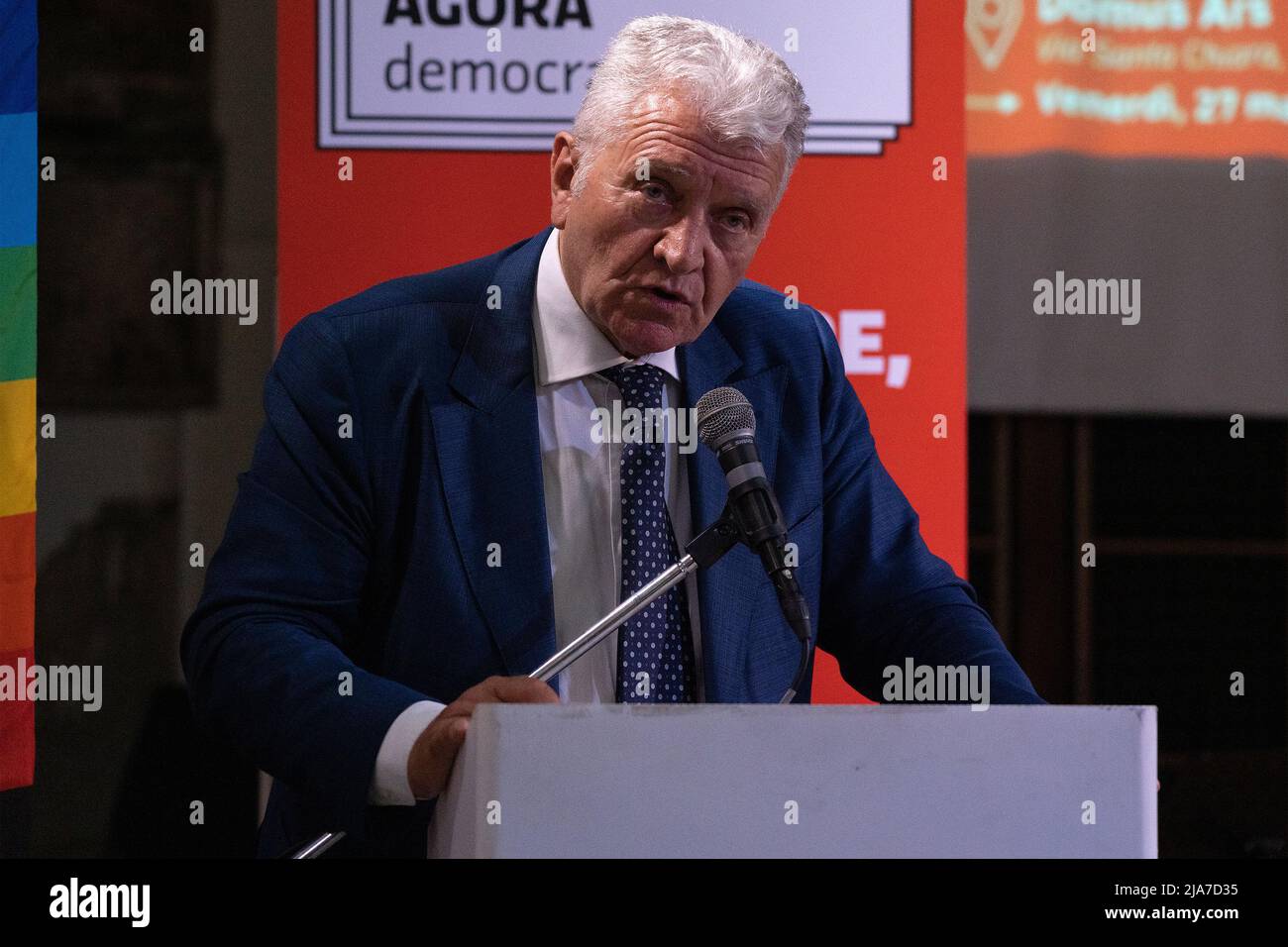 Naples, Italy. 27th May, 2022. Antonio De Iesu, councilor for legality at the Municipality of Naples, during his speech at the conference 'Naples free from the Camorra' held on May 27, 2022 at the Domus Ars Center for Music and Culture in Naples. Credit: Independent Photo Agency/Alamy Live News Stock Photo