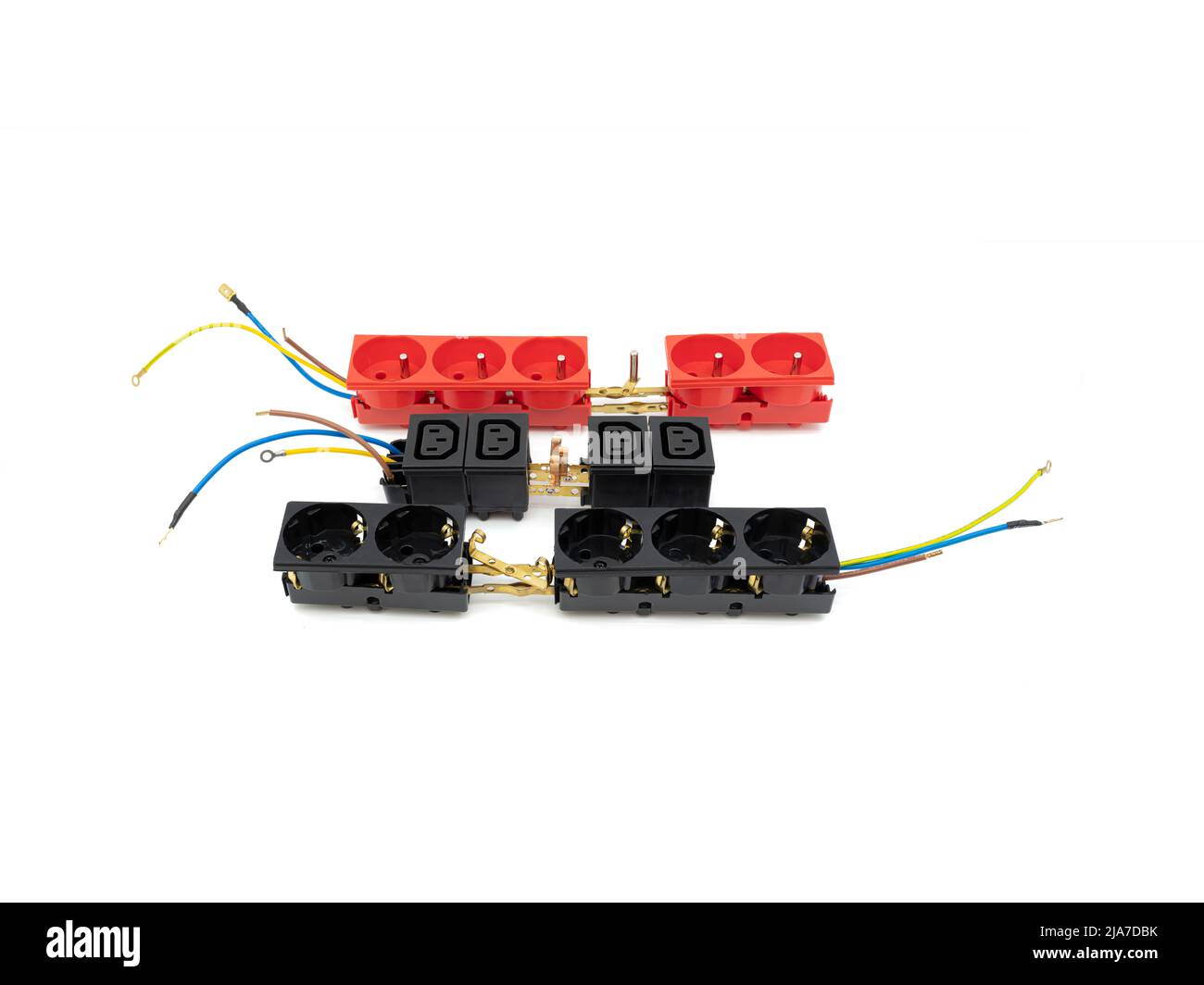 Extension Lead Power Strip. Power distribution unit on isolated white