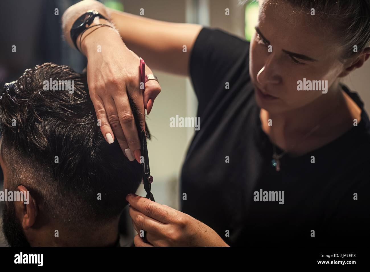 Feeling fresh after shaving. mature hipster with beard at hairdresser.  brutal hipster making new hairstyle. barbershop. male trendy hairdo.  perfect Stock Photo - Alamy