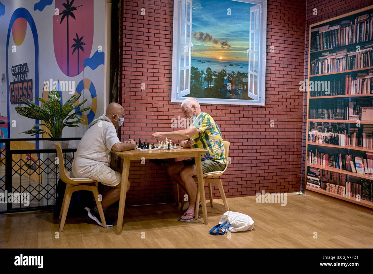 Chess players indoors Stock Photo