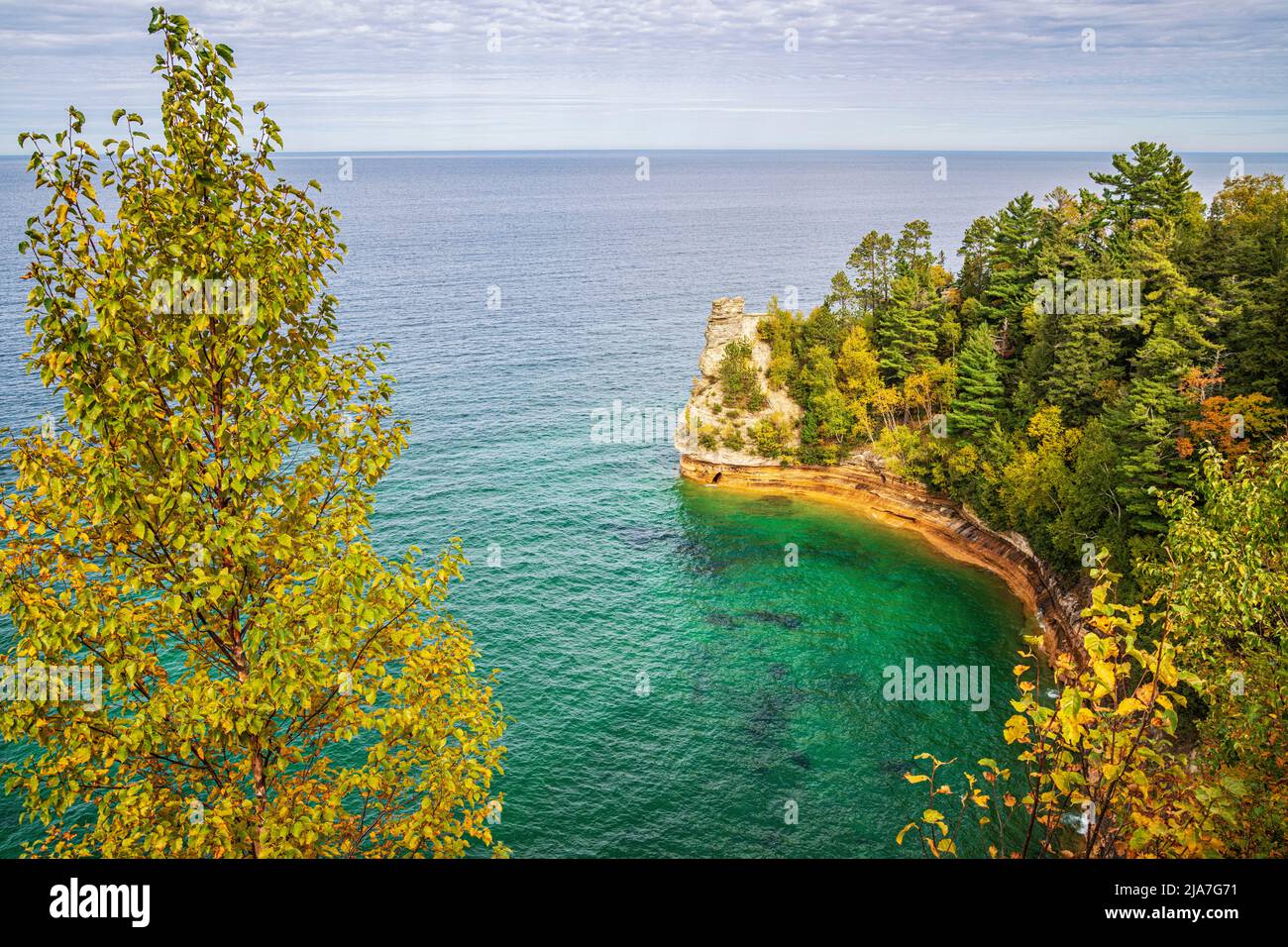Miners Castle viewpoint in Pictured Rocks National Lakeshore in the UP of Michigan Stock Photo