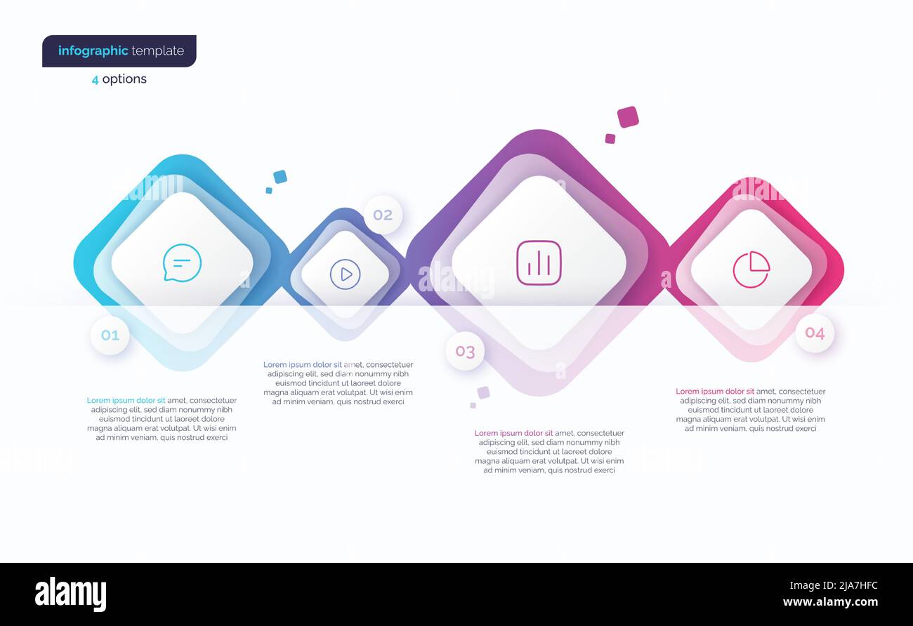 Vector gradient minimalistic infographic template composed of 4 rounded squares Stock Vector