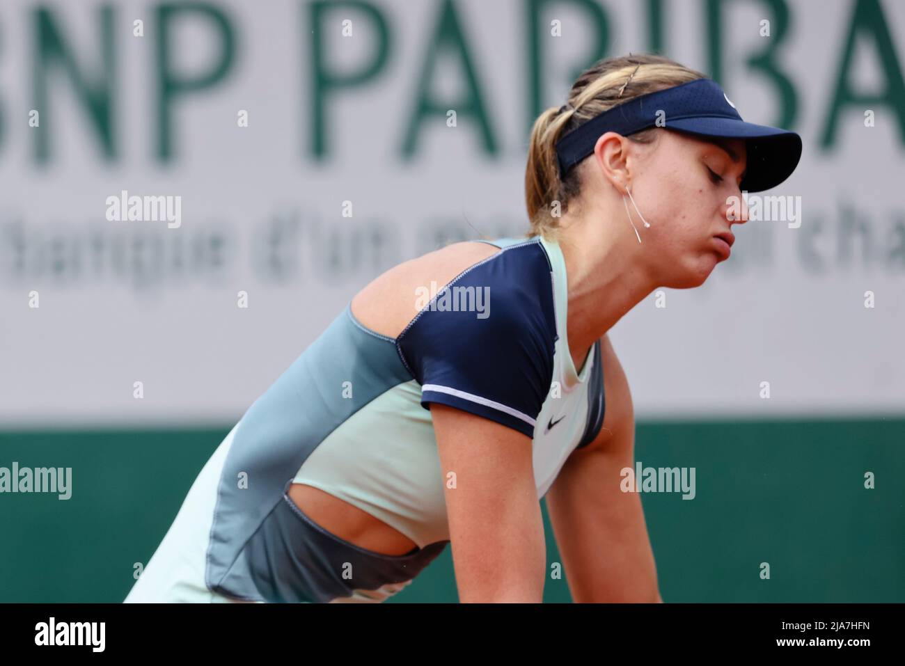 Paris, France. 28th May, 2022. Tennis player Paula Badosa from Spain is in action at the 2022 French Open Grand Slam tennis tournament in Roland Garros, Paris, France. Frank Molter/Alamy Live news Stock Photo