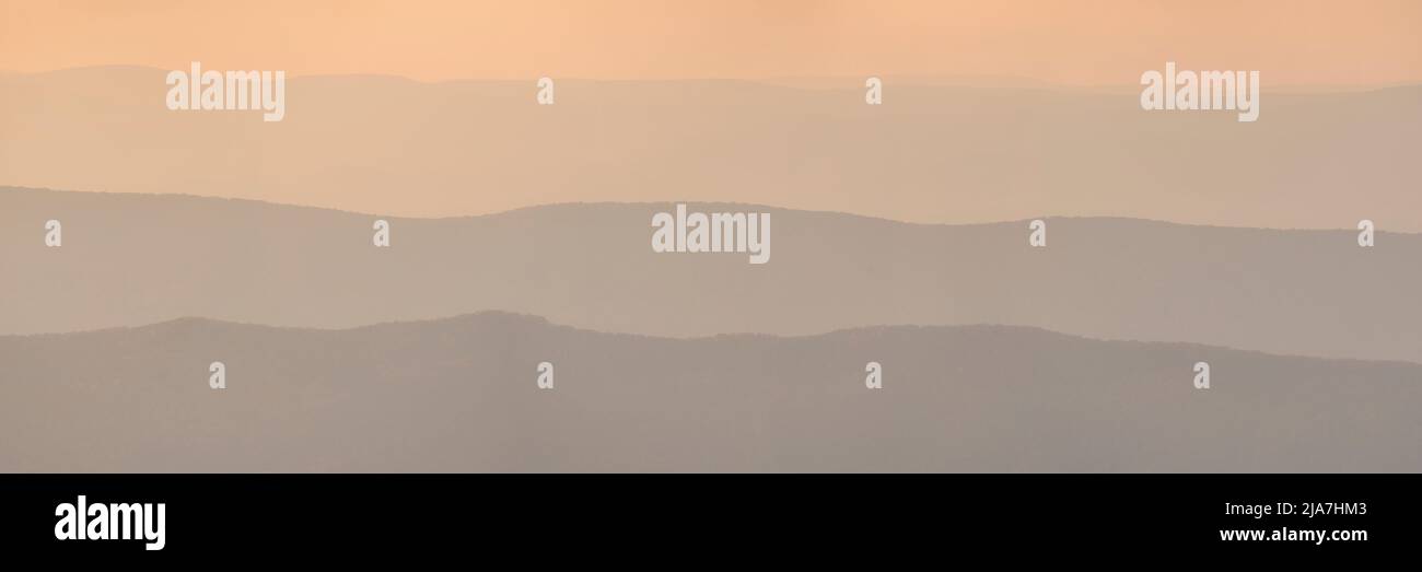 Abstract misty mountain layers in Shenandoah National Park Stock Photo