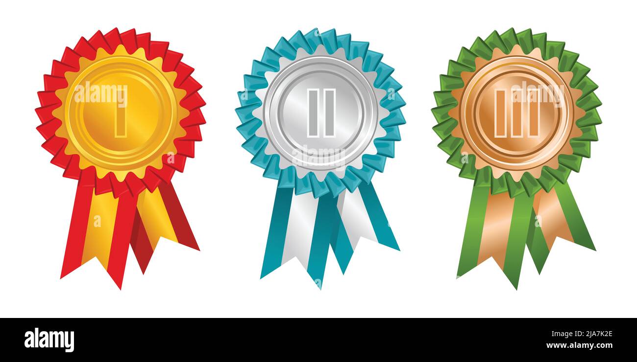 Rosettes rewards top places icon set colorful symbols of victory in ...