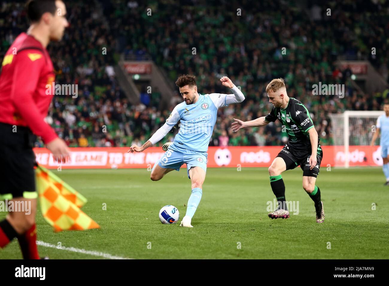 Melbourne, Australia, 28 May, 2022. Carl Jenkinson of Melbourne City FC during the A-League Grand Final soccer match between Melbourne City FC and Western United at AAMI Park on May 28, 2022 in Melbourne, Australia. Credit: Dave Hewison/Speed Media/Alamy Live News Stock Photo