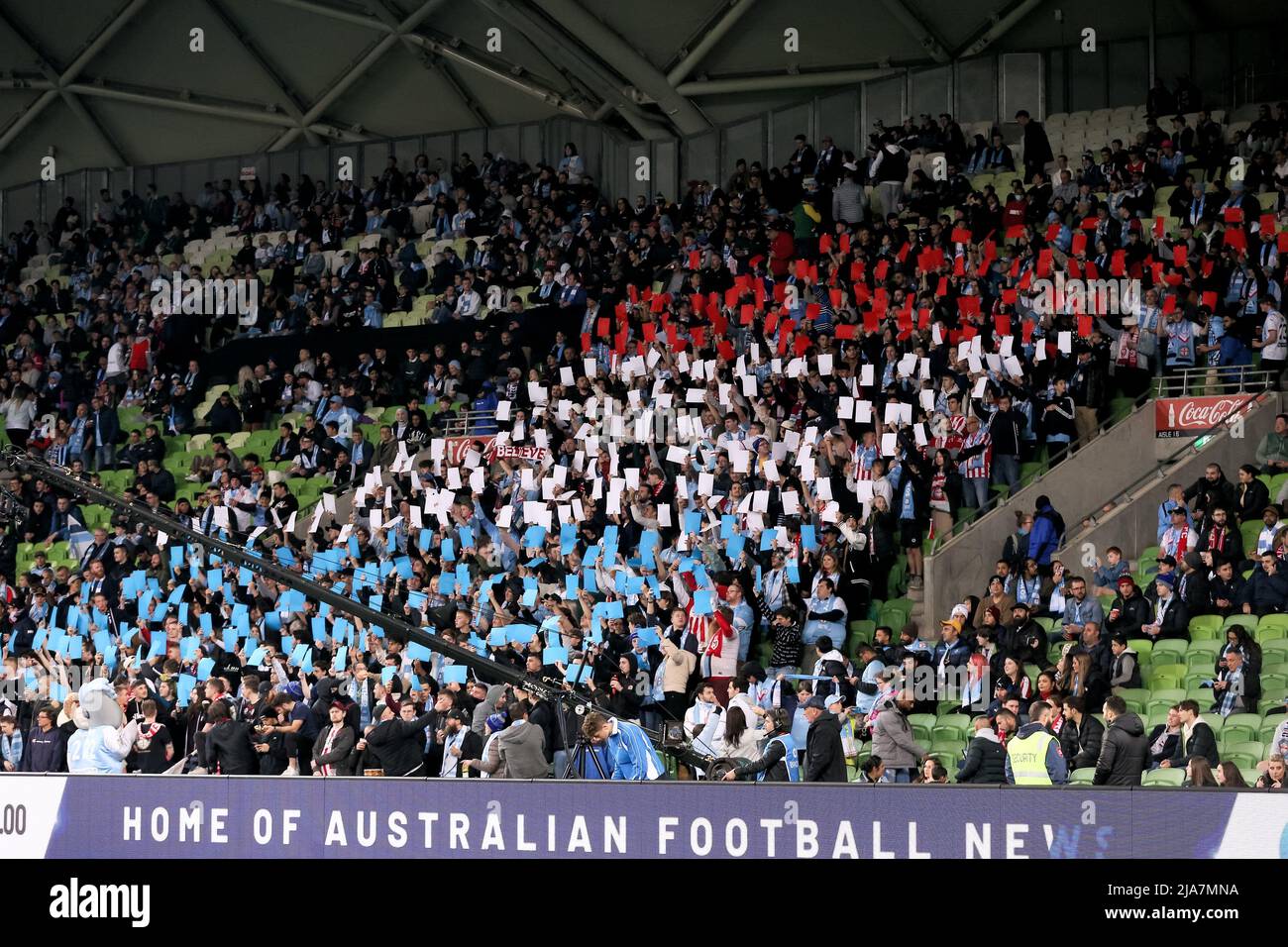 Melbourne, Australia, 28 May, 2022. Melbourne City fans during the A-League Grand Final soccer match between Melbourne City FC and Western United at AAMI Park on May 28, 2022 in Melbourne, Australia. Credit: Dave Hewison/Speed Media/Alamy Live News Stock Photo