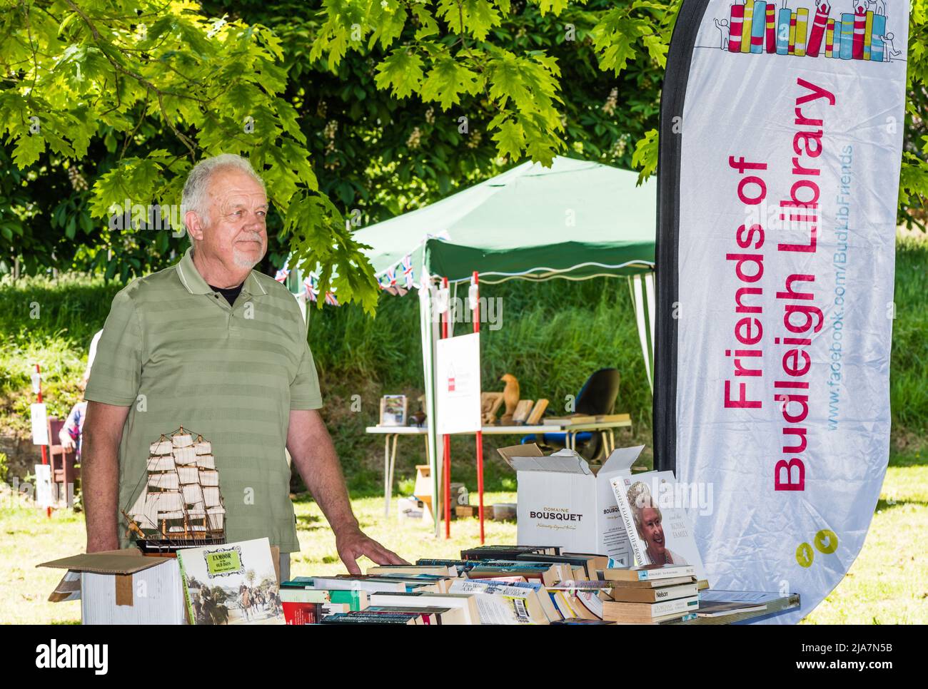 Budleigh Salterton Gala Week.  Manning the Library Stall. Stock Photo