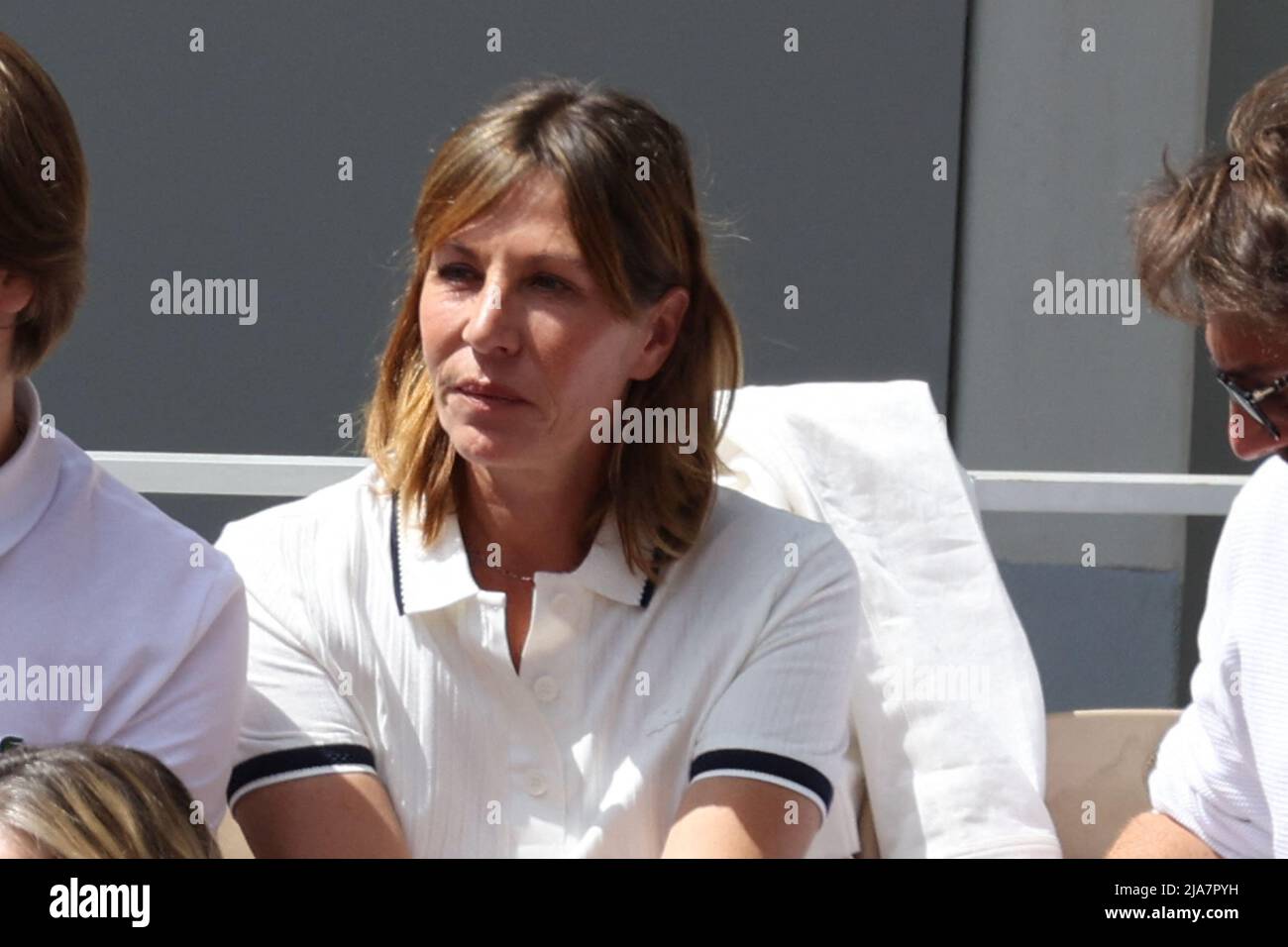 Paris, France. 28th May, 2022. Mathilde Seigner in the stands during French  Open Roland Garros 2022 on May 28, 2022 in Paris, France. Photo by Nasser  Berzane/ABACAPRESS.COM Credit: Abaca Press/Alamy Live News