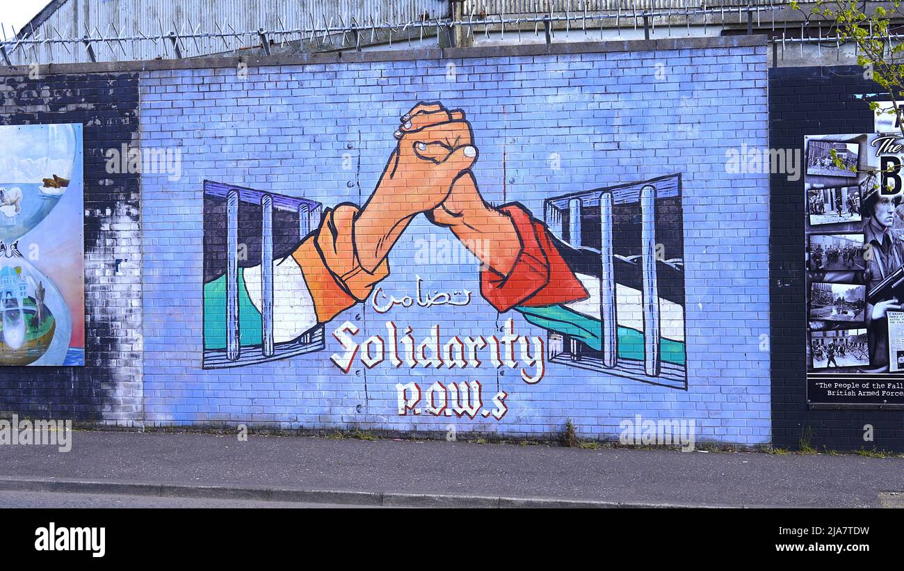 The famous Wall Murals of Belfast on the houses and Peace Wall BELFAST, UK APRIL 25, 2022
