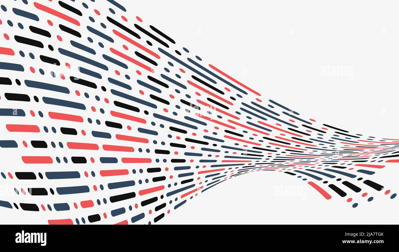 Abstract rounded dots lines elements pattern distorted retro color on white background. Vector illustration Stock Vector