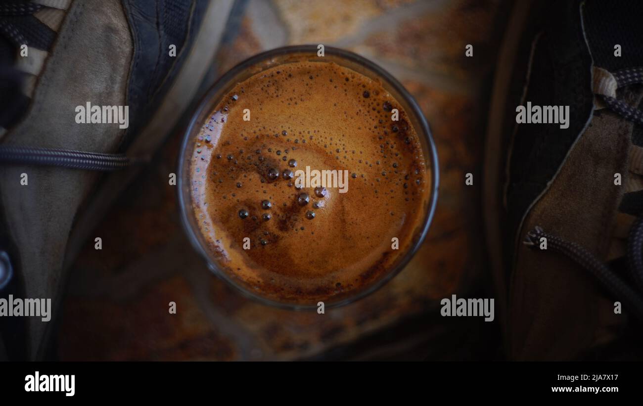 Cup of hot aromatic coffee Stock Photo
