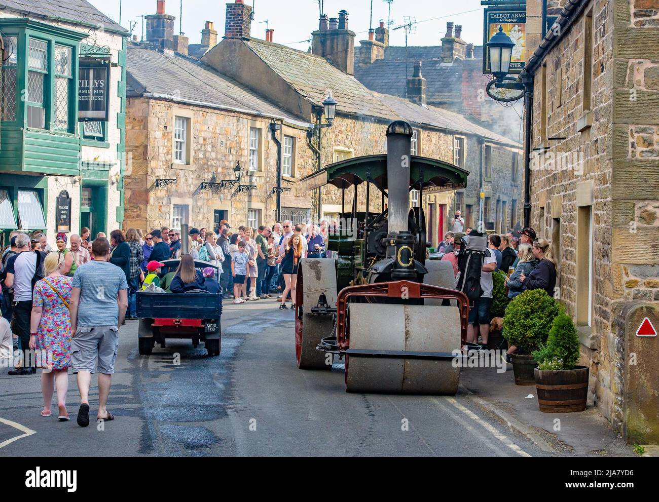 Chipping, Preston, Lancashire, UK. 28th May, 2022. Exhibits at the annual Chipping Steam Fair, Chipping, Preston, Lancashire after the first day of the event when they are driven down to the village for the evening. Credit: John Eveson/Alamy Live News Stock Photo