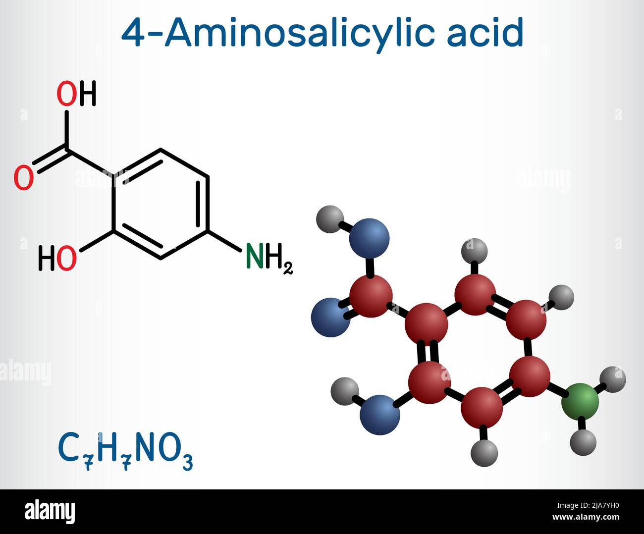 4-Aminosalicylic acid, para-aminosalicylic acid or PAS molecule. It is ...