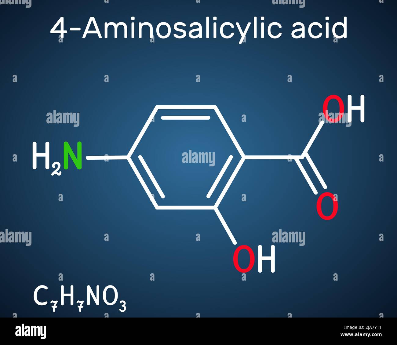 4-Aminosalicylic acid, para-aminosalicylic acid or PAS molecule. It is ...
