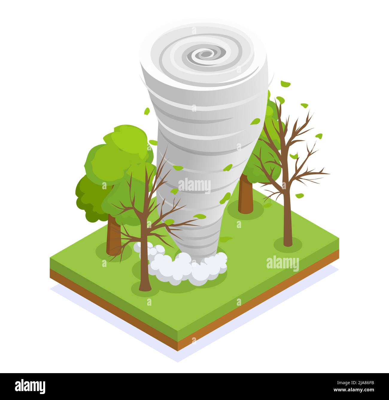 Powerful tornado hits forest 3d isometric composition vector ...
