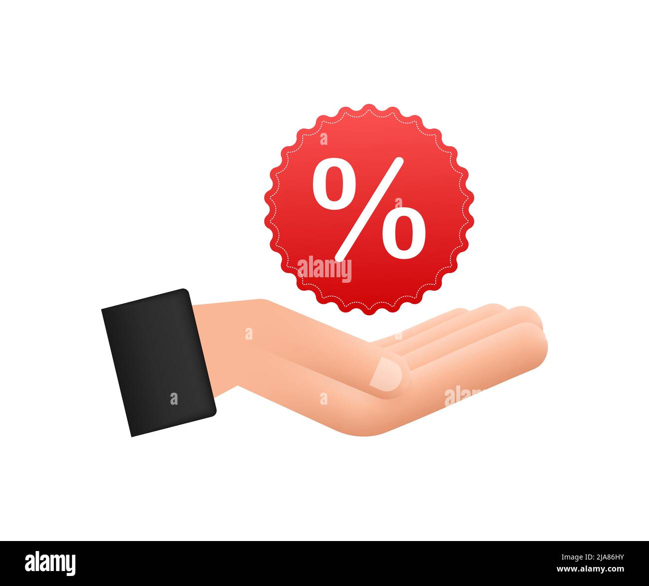 Percent in hands in 3D style. Vector drawing. Percent sign. Vector icon ...