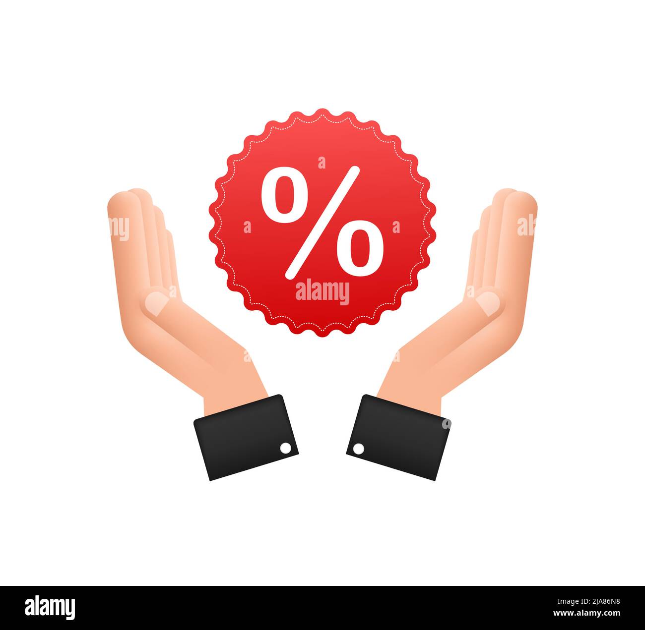 Percent in hands in 3D style. Vector drawing. Percent sign. Vector icon ...