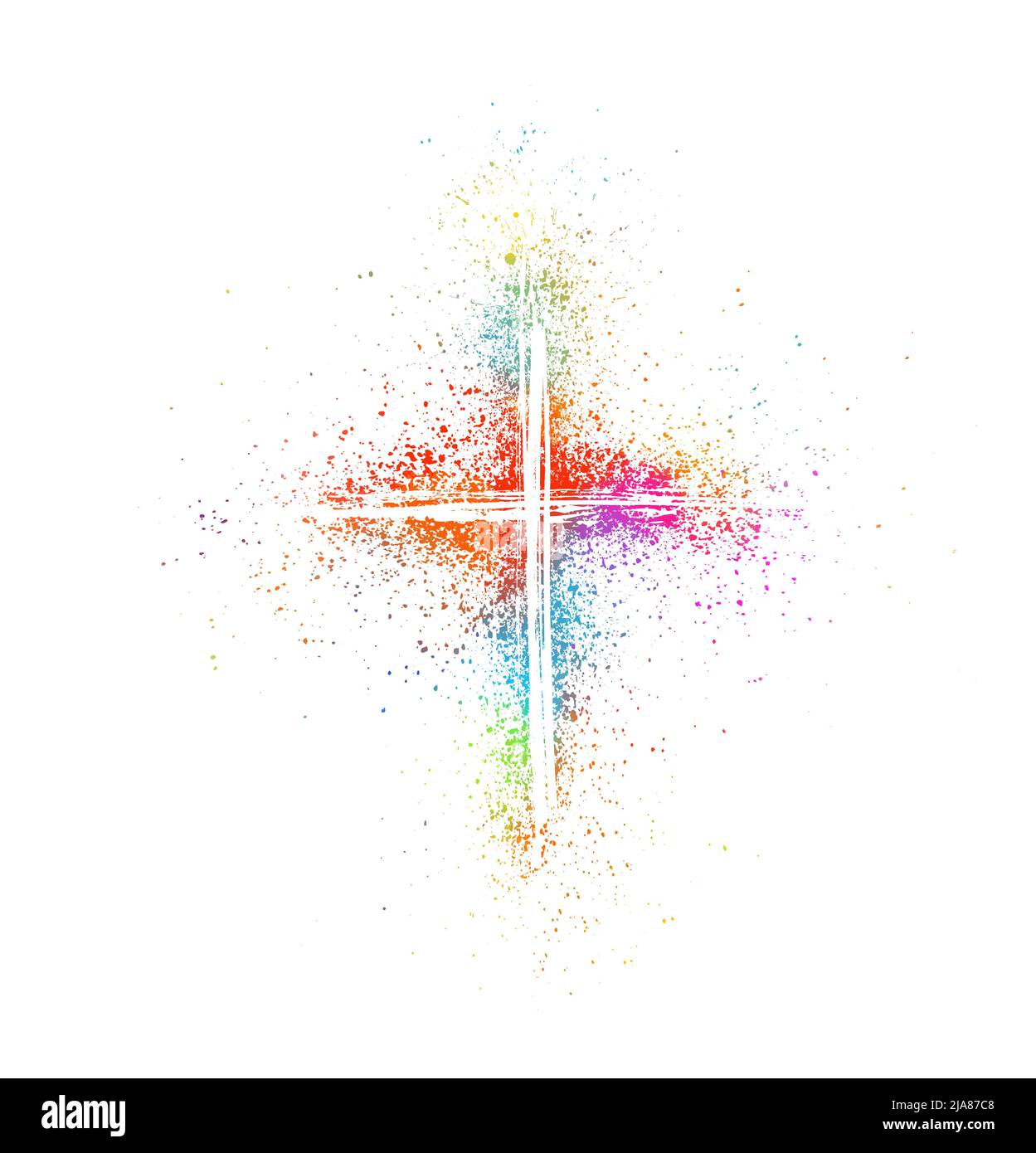 Multicolored religious cross. Happy easter. Vector illustration Stock Vector