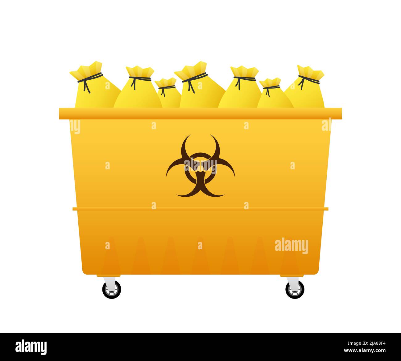 Trash container of biohazard waste, Radioactive waste on white