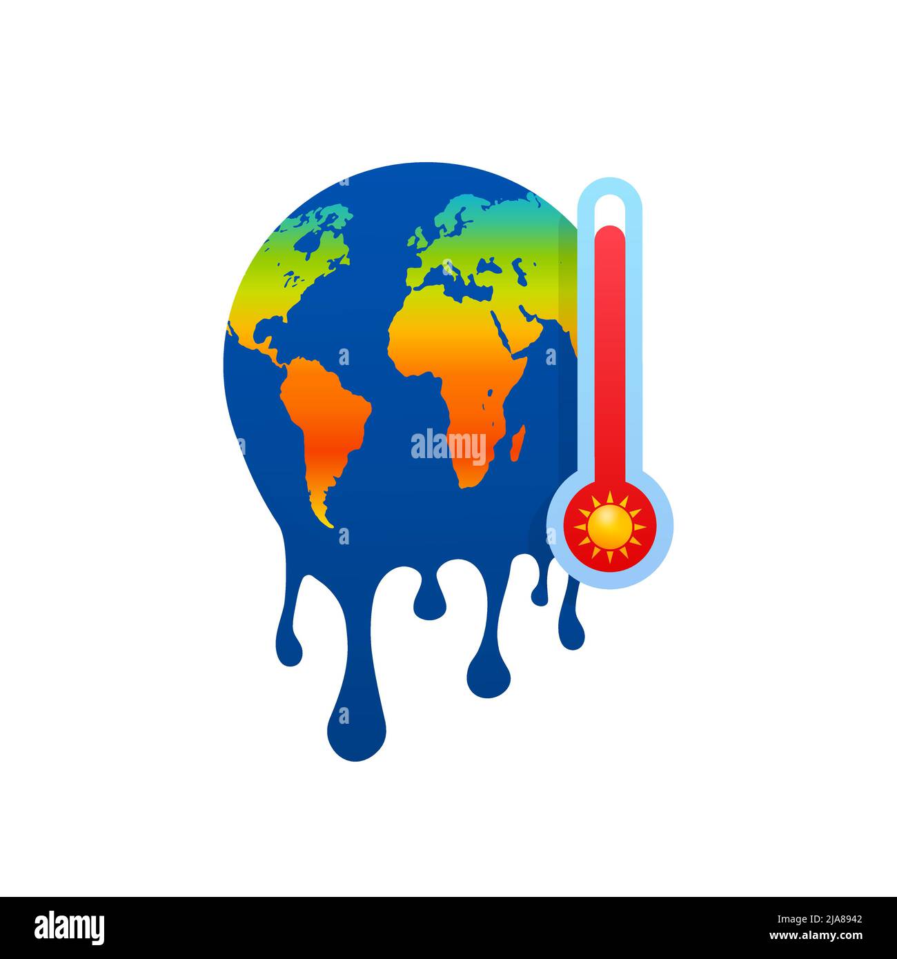 Global warming, Graphic illustration of a melting earth Stock Vector ...