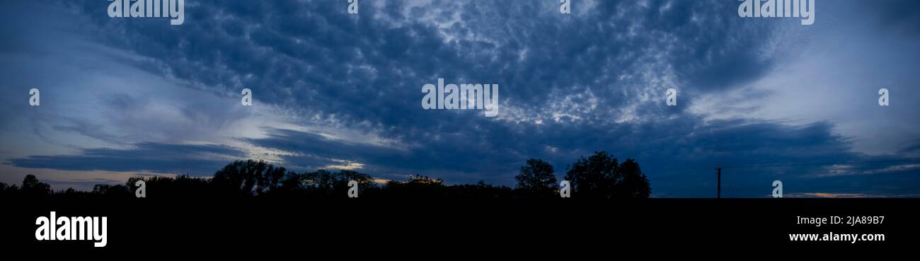 Panorama of cloudy sky with blue clouds Stock Photo - Alamy