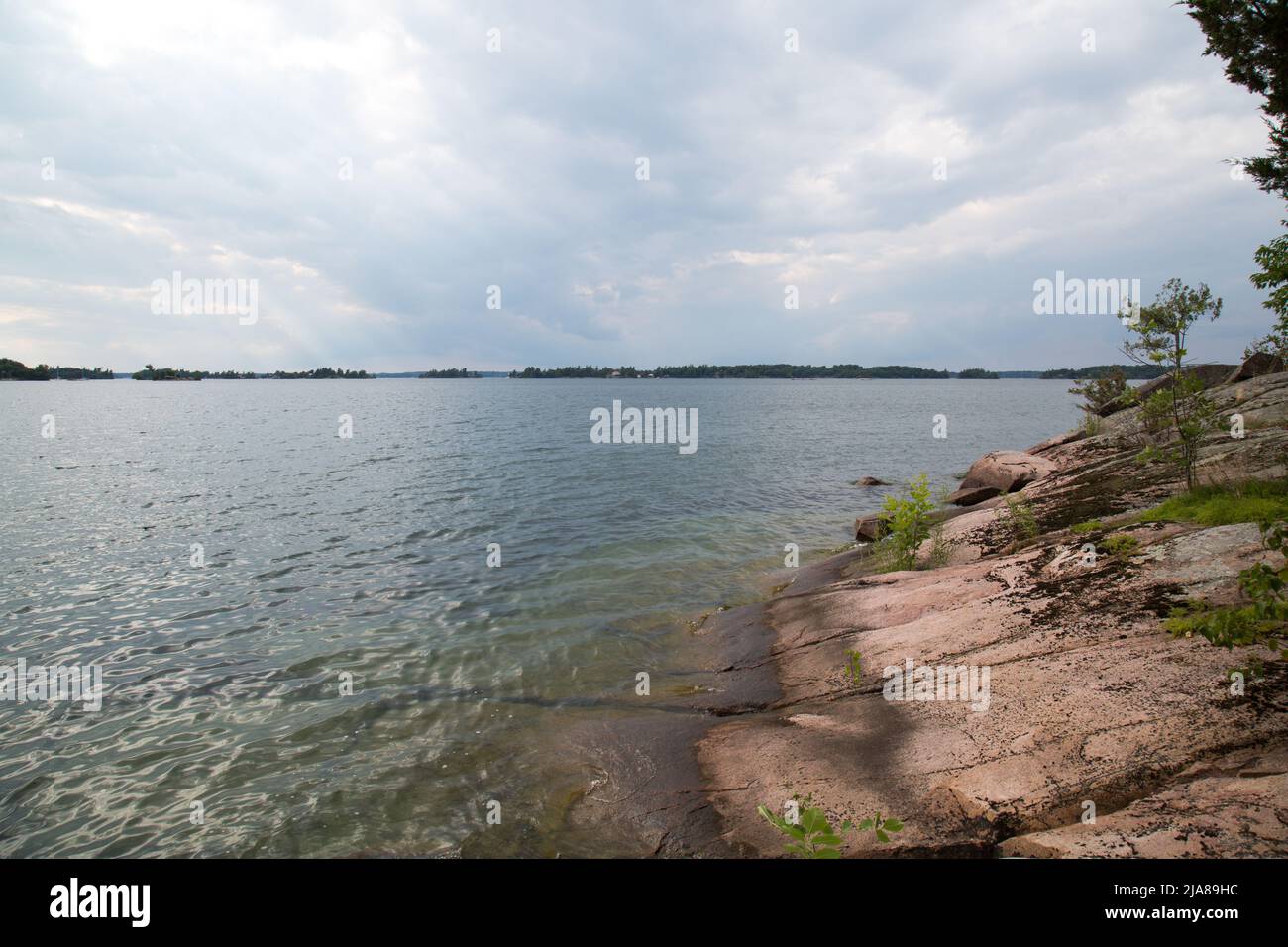 The rocky banks of the Saint Lawrence River on Grindstone Island Stock Photo Alamy