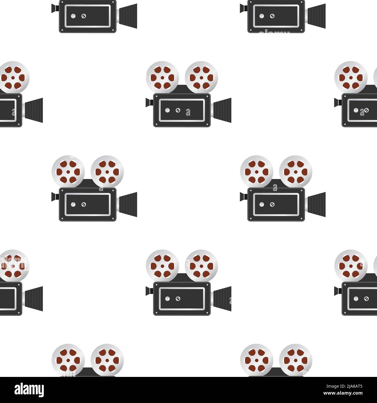Retro video camera pattern for wallpaper design. Modern vector illustration. Flat design Stock Vector