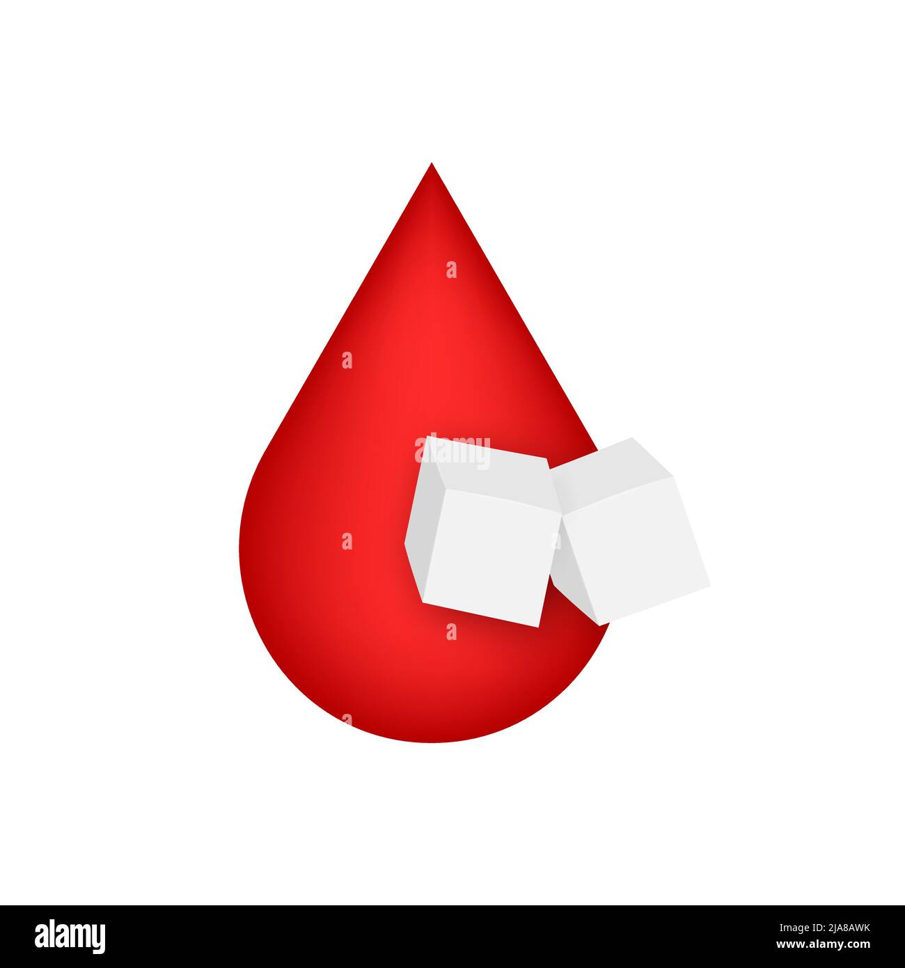 Flat icon with red glucose blood for concept design. Cartoon red icon. Vector diagram. Cartoon sugar Stock Vector