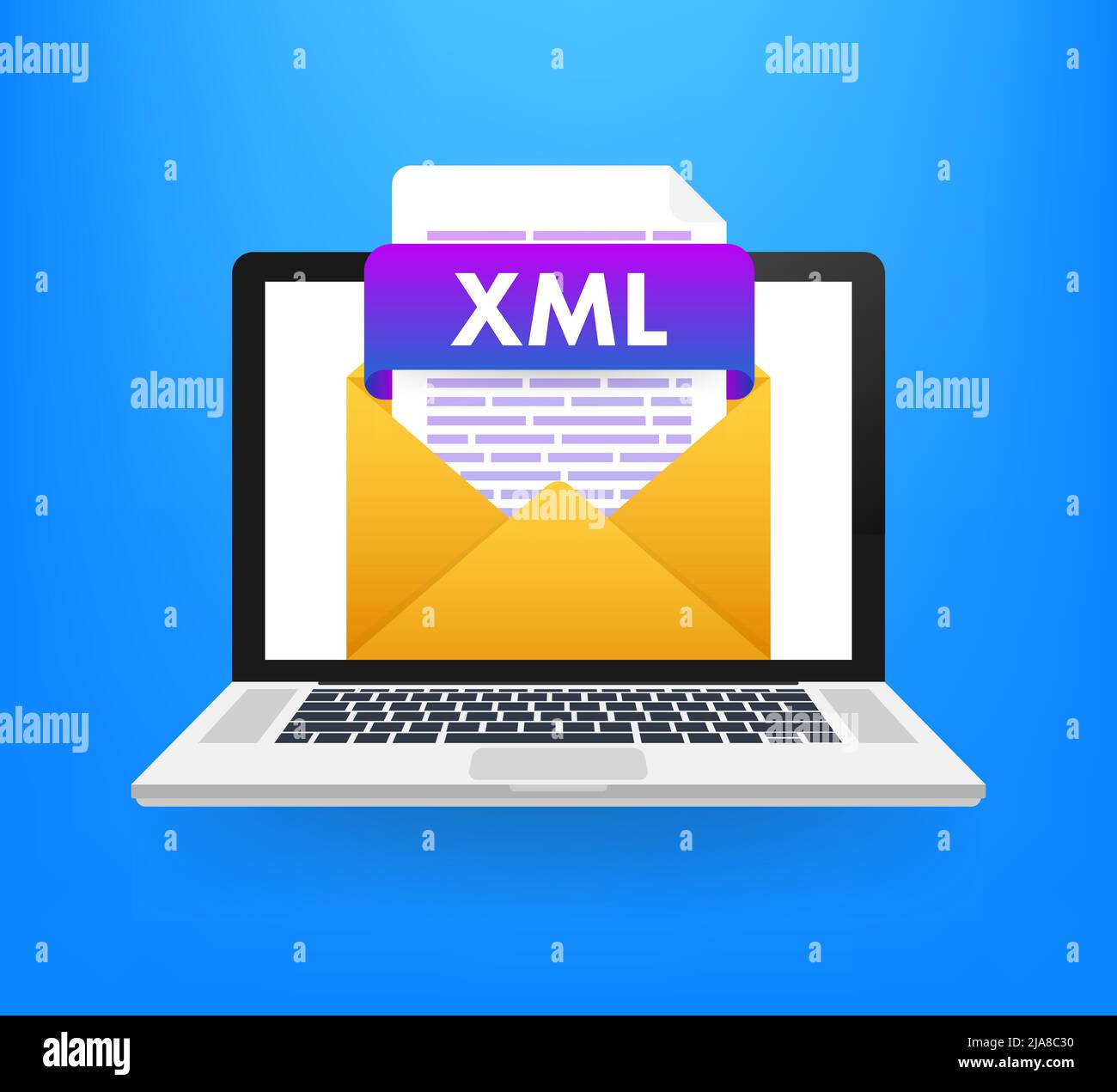 Flat xml for paper design. Flat isometric vector illustration. Design element. Computer technology isometric illustration. Stock Vector