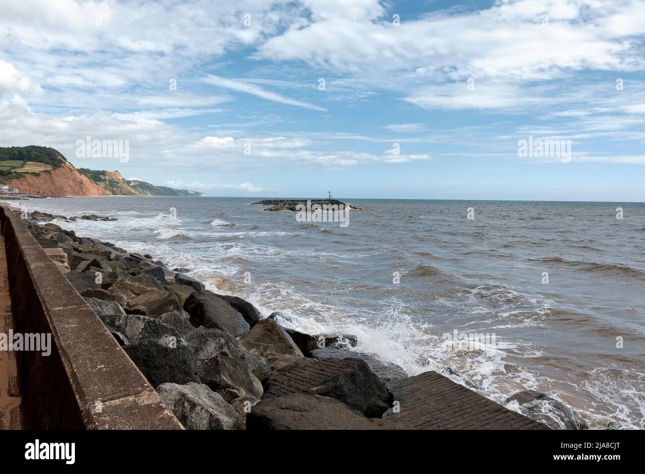 Sidmouth, Devon, UK - August 8 2018: Chit Rocks, Sidmouth, Devon, England, UK Stock Photo