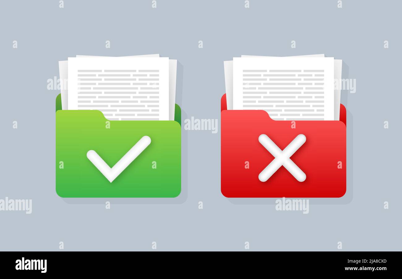 Yes No check mark sign on clipboard Lined paper notebook. Document icon ...