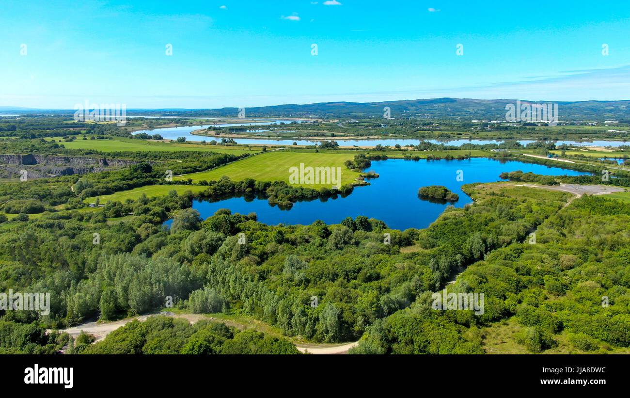 Limerick city on a sunny day and surroundings aerial view, Limerick