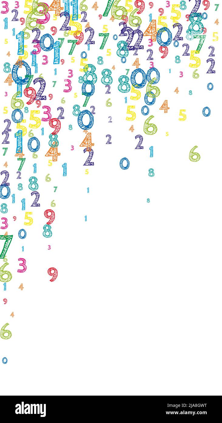 Orderly Math Falling colorful orderly numbers. Math study concept with flying digits ...