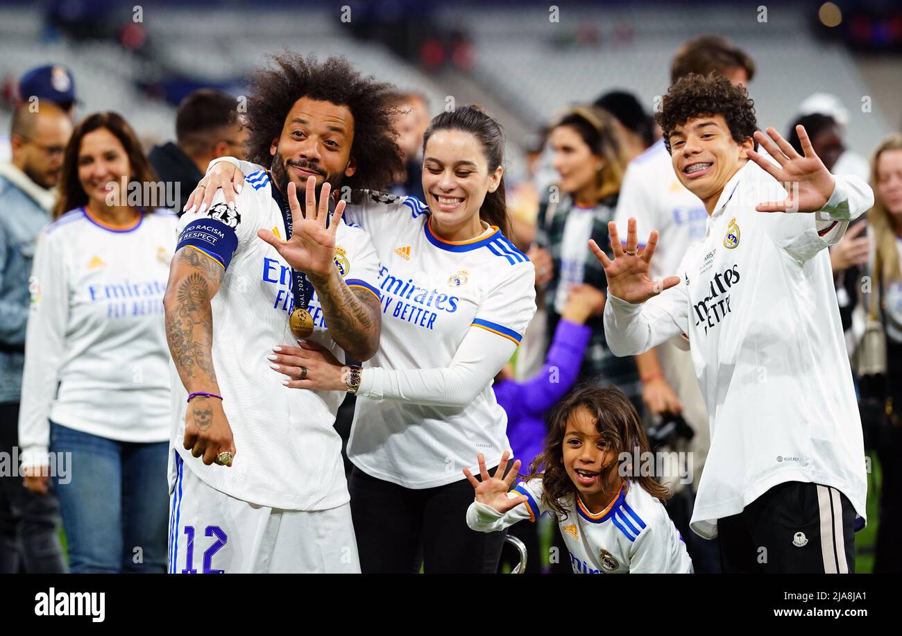 Real Madrid's Marcelo celebrates with his family after winning the UEFA ...