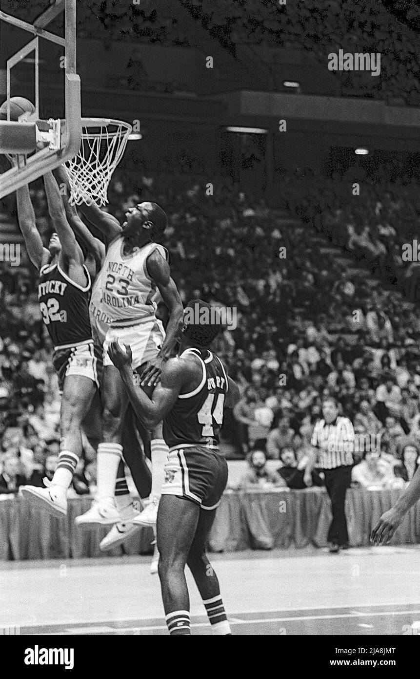 Michael Jordan, North Carolina Freshman, Kentucky, 1981 North Carolina vs Kentucky Colleger Basketball Stock Photo