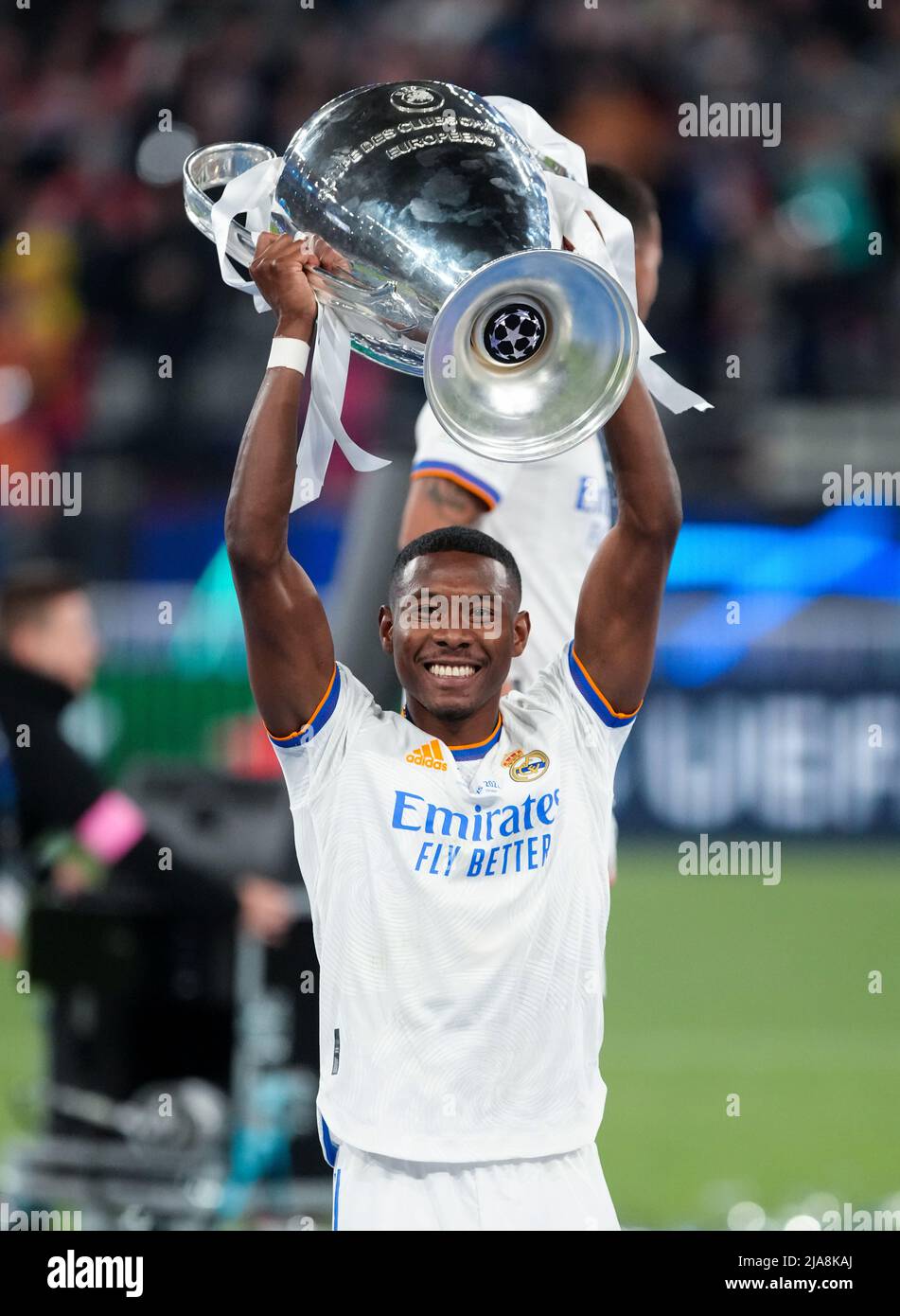 Real Madrid's David Alaba with the trophy after the UEFA Champions