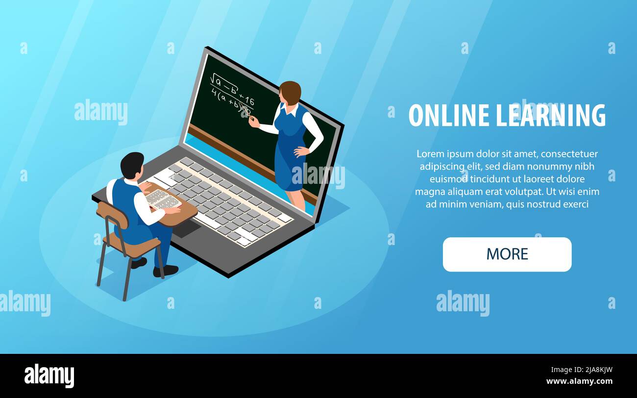 Online service horizontal banner with education and learning symbols ...