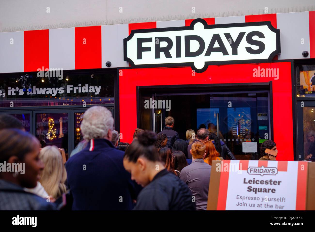 Restaurant Fridays, Leicester Square, London, United Kingdom Stock Photo