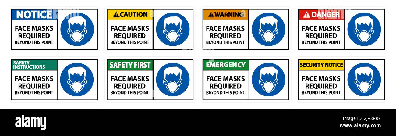Face Masks Required Beyond This Point Sign Isolate On White Background ...