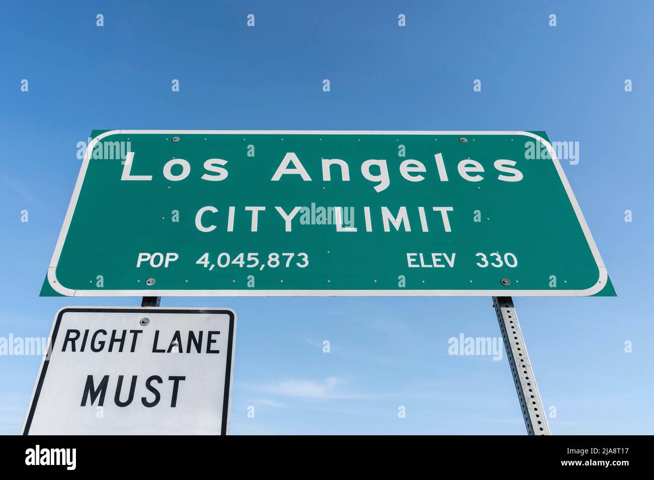 Los Angeles city limit highway sign in southern California. Stock Photo