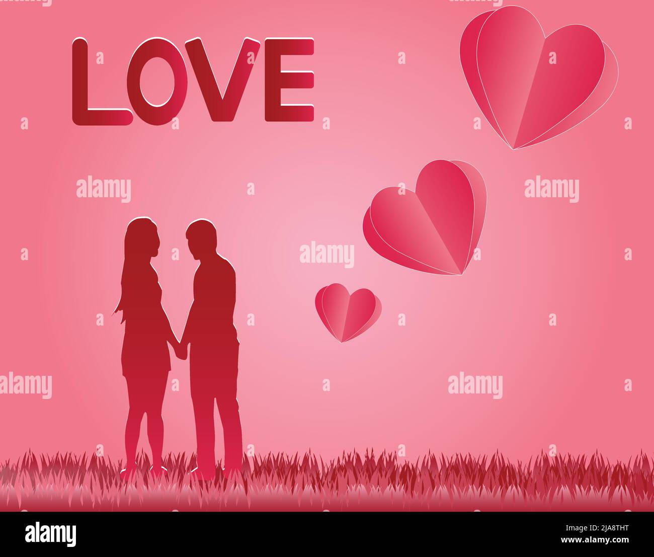 love and Valentine's Day, standing hand in hand, showing love to each other,Vector illustration Stock Vector