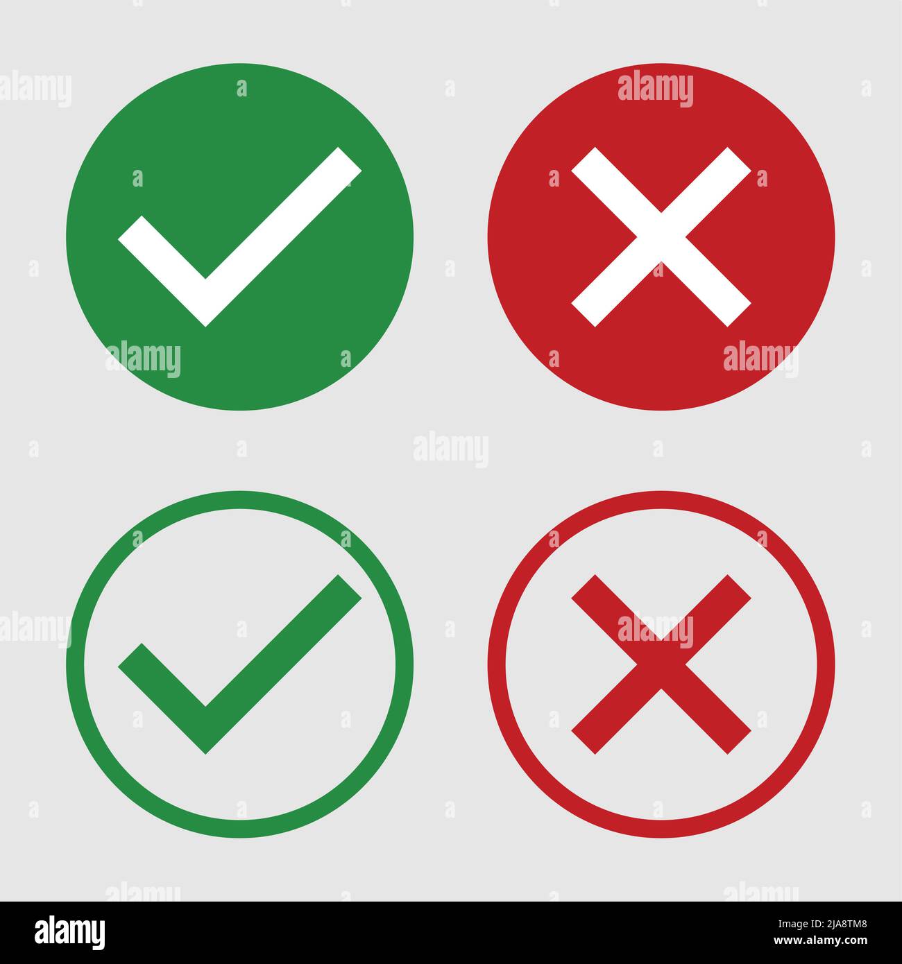 symbol yes or no icon,green,red on white background.Vector illustration Stock Vector