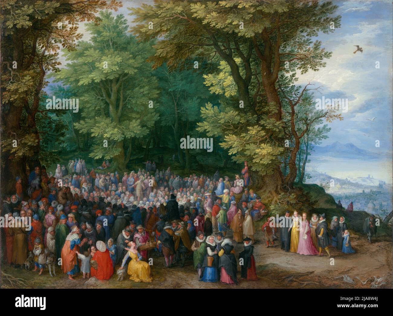 The Sermon on the Mount by Jan Brueghel the Elder, depicting Jesus teaching the central tenets of christianity including the lord's prayer and the beatitudes Stock Photo