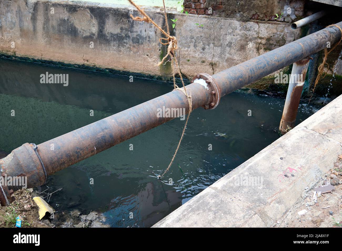 Sewage water system in Pondicherry, South India Stock Photo Alamy